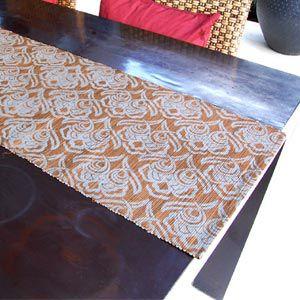 テーブルランナー ウォーターヒヤシンス製 カーキ×グレー アジア工房 10826