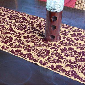 テーブルランナー ウォーターヒヤシンス製 パープル×ナチュラル アジア工房 10830