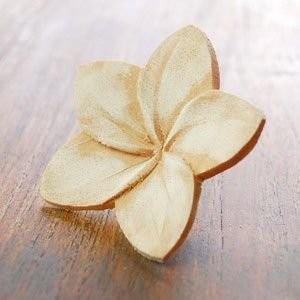 プルメリアの造花 木製 オブジェ アロマフラワー フランジパニ アジア工房 10892