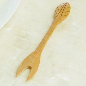 フォーク サウォウッド リーフ 木彫りフォーク デザートフォーク バリ 雑貨 アジア雑貨 アジアン雑...