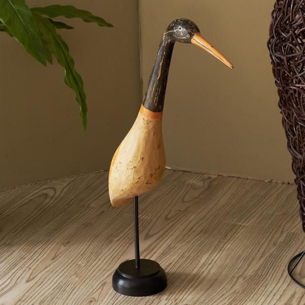 ヘロン 鳥 オブジェ インテリア 置物 玄関 リビング 店舗用 バリ 雑貨 アジア雑貨 11140