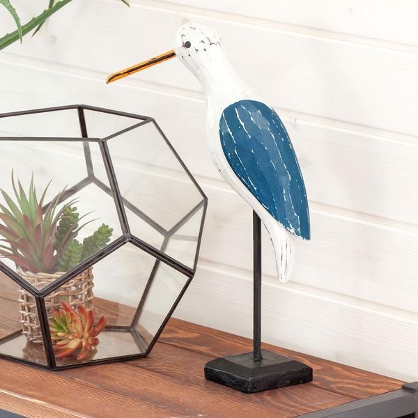 置き物 オブジェ 鳥 木製 木彫り カモメ 動物 ディスプレイ ウッドオブジェ 彫刻 アニマルオブジ...