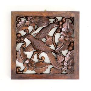 バードモチーフのウッドレリーフ アジア工房 12220