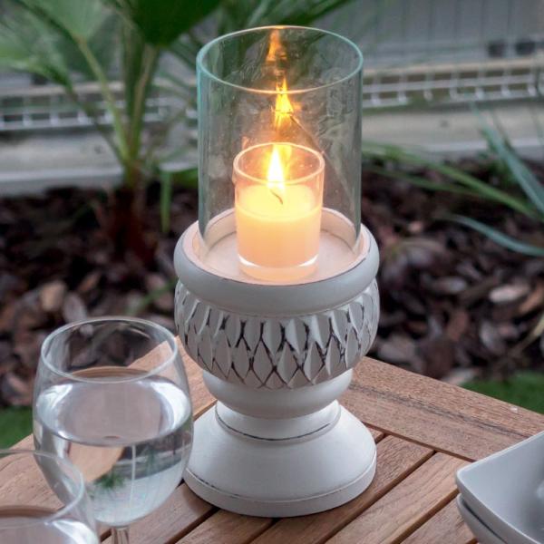 キャンドルホルダー ガラス ウッド 筒形 木 ろうそく立て 西海岸 男前 アジア工房 12800