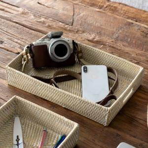 トレイ ラタン製 ホワイトウォッシュ 持ち手付...の詳細画像5