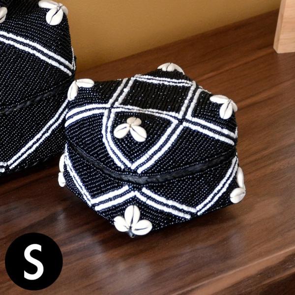 小物入れ 蓋つき ビーズ製 バスケット 収納 ダイヤ柄 アジアン雑貨 Sサイズ アクセサリーボックス...