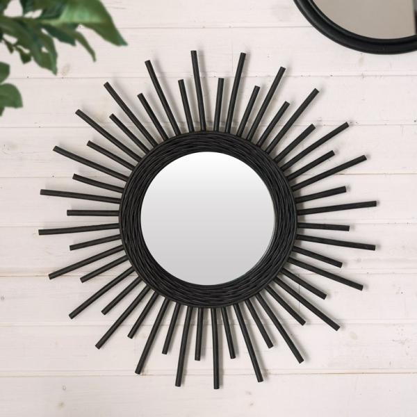 ミラー 鏡 壁掛け ウォールミラー 丸型 ラタン 壁掛けミラー サンミラー 西海岸 レストラン カフ...