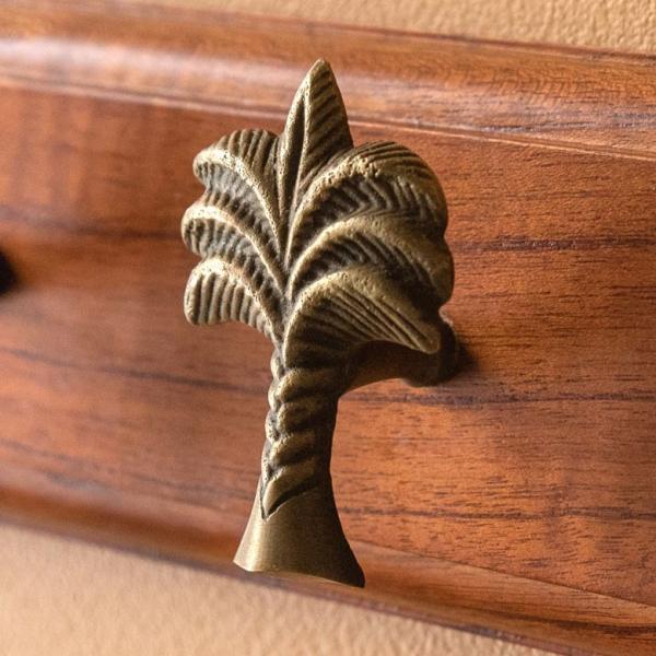 取っ手 ドアノブ 真鍮製 ヤシの木型 Mサイズ 幅4.5cm 高さ6cm アンティーク風  つまみ ...