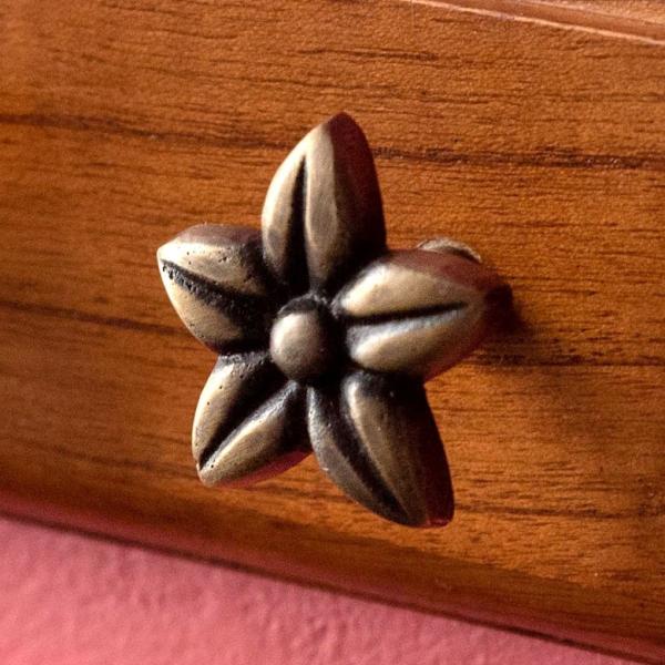 取っ手 ドアノブ 真鍮製 プルメリア型 Sサイズ 幅3.5cm 高さ3.5cm アンティーク風  つ...