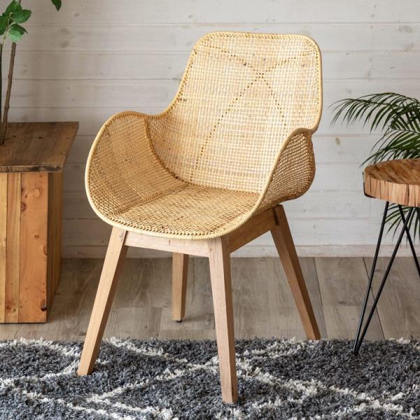 チェア ラタンチェアー ラタンチェア ダイニングチェア イス ラタン 籐 シンプル 一人掛け 肘掛け...