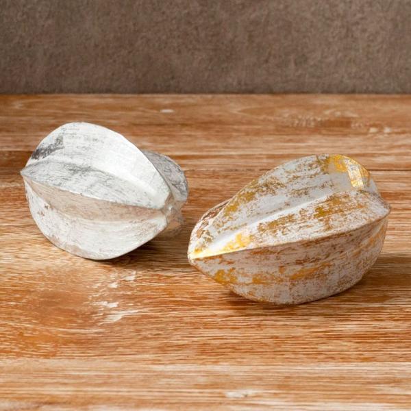 オブジェ ウッド 木製 木彫り 天然木 スターフルーツ フルーツ 果物 シルバー ゴールド W 10...