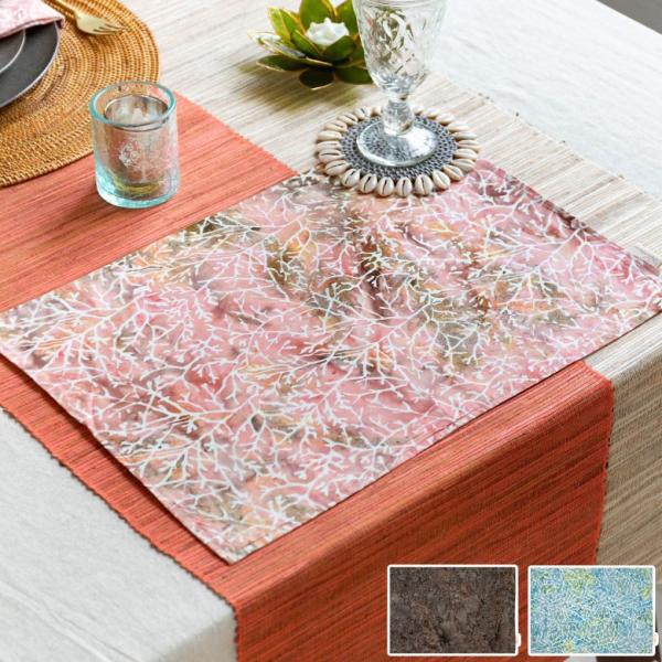 ランチョンマット バティック 布 さらさ 更紗 インドネシア バリ島 約33×46 手染め ろうけつ...