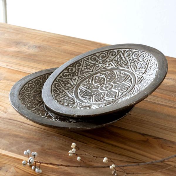 ボウル デコレーション トレー トレイ プレート 木 ウッド スンバ ハンドメイド オブジェ 木彫り...