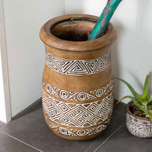 傘立て プランターカバー ポットカバー 木製 ウッド スンバ ハンドメイド オブジェ 木彫り 彫刻 ...