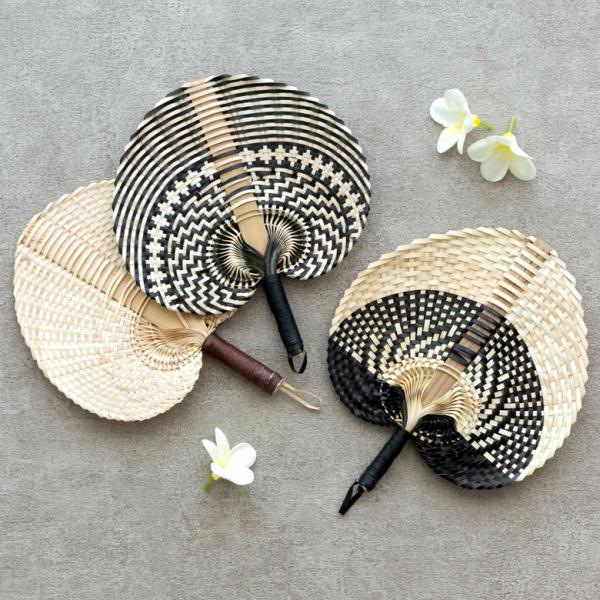 うちわ 団扇 扇子 せんす ロンタル 椰子製 Sサイズ 小 ハンドメイド 約 W21×D3×H26 ...