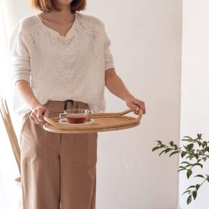 トレイ オーバル ラタン 籐 お盆 トレー M...の詳細画像2