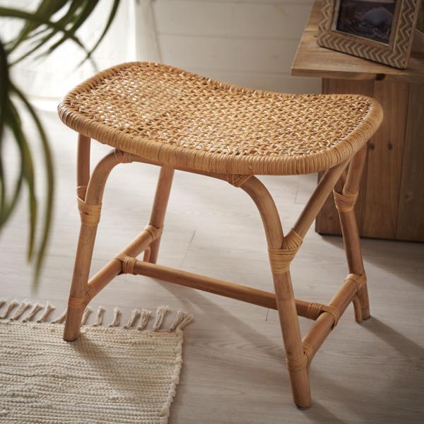 スツール ラタン 籐 天然素材 チェア 椅子 長方形 座面高 42cm ナチュラル ベージュ オット...