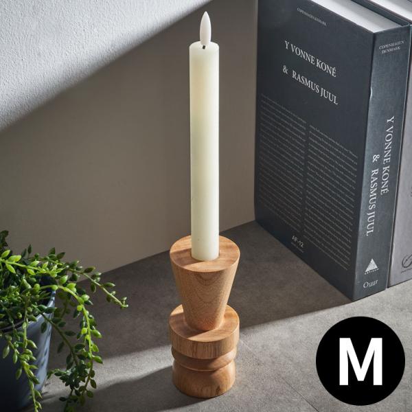 キャンドル ホルダー 天然 木 製 Ｍサイズ 2way ウッド 高さ 13cm ナチュラル スタンド...