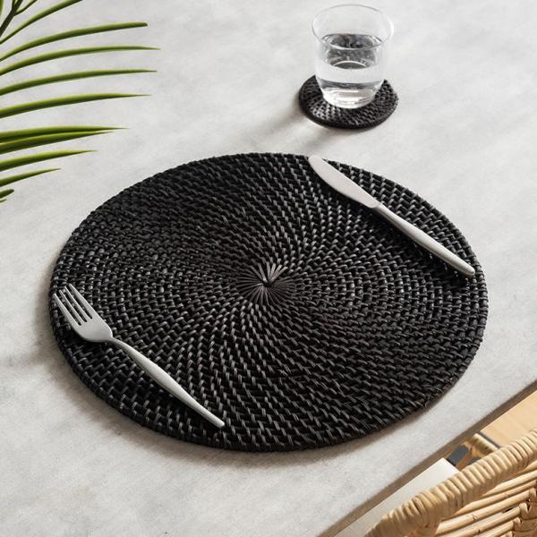 ランチョン マット ラタン 籐 ラウンド 円形 プレース プレイス ランチ テーブル ウエア コーデ...