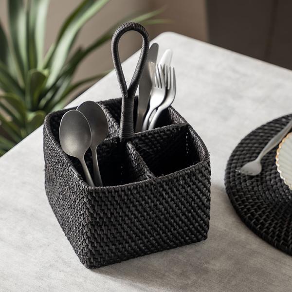 カトラリー スタンド ラタン 籐 収納 ペン 立て 入れ リモコン フォーク ナイフ スプーン 箸 ...
