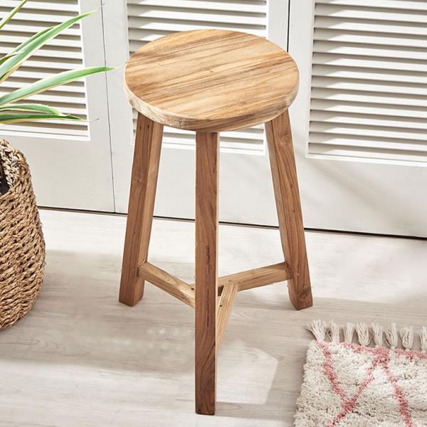 スツール チーク ウッド 天然 木 製 ハイ 古材 約 高さ 60cm 椅子 チェア プランター ス...