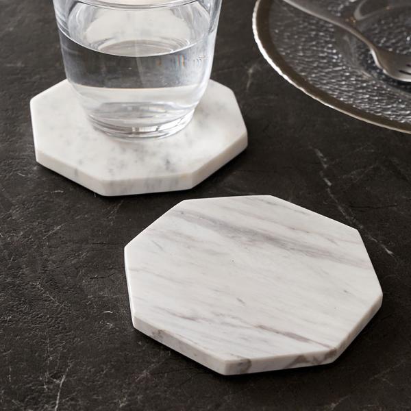 コースター おしゃれ アクセサリートレイ 置物 八角 小物置き トレー オブジェ 大理石 プレート ...