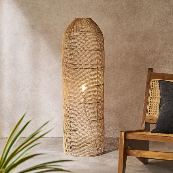 フロアライト スタンドライト おしゃれ ラタン シェード ランプ フロア 照明 籐 ライト 間接照明...
