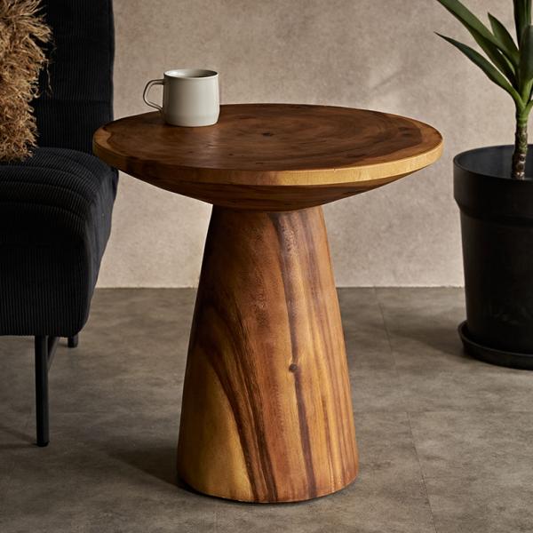 サイドテーブル 丸 無垢 ナイトテーブル 木製 無垢材 テーブル 円形 ラウンド カフェテーブル 高...