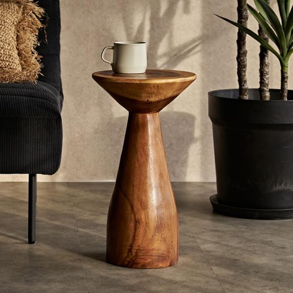 サイドテーブル スリム テーブル 円形 カフェテーブル 丸 無垢 ウッド 天然木 ラウンド 直径25...