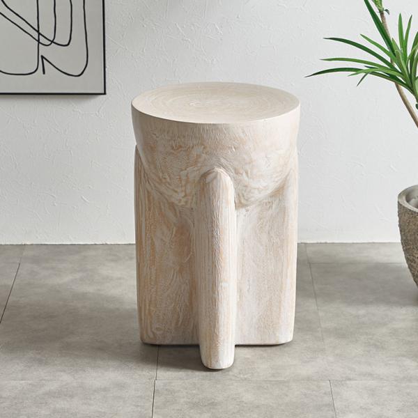 スツール 木製 丸 円柱 天然木 サイドテーブル おしゃれ モンキーポッド ウッドスツール 無垢 フ...