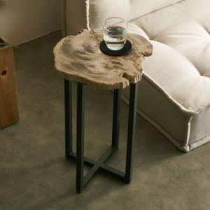 アジアン家具 サイドテーブル 机 花瓶台 おしゃれ 玄関 チーク無垢木製