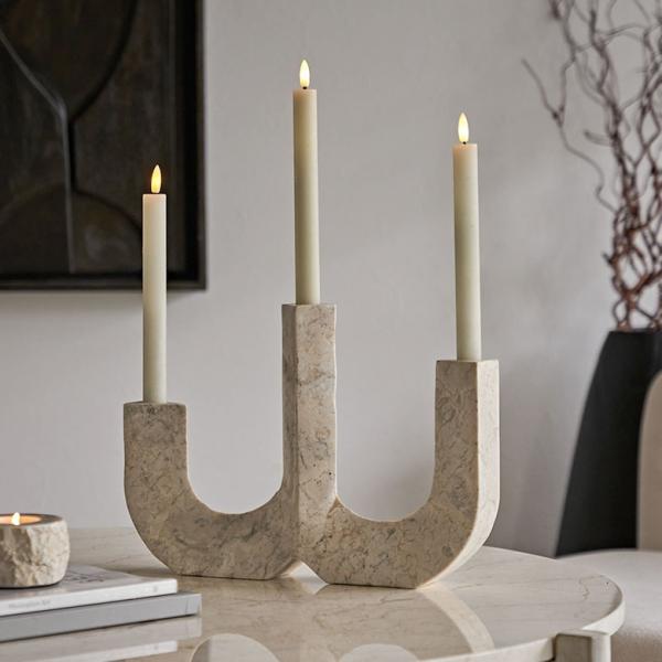 キャンドルスタンド キャンドルホルダー おしゃれ 大理石 3本立て 蝋燭立て テーパーキャンドルホル...
