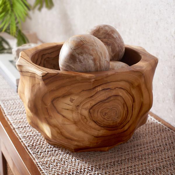 マルチボウル 木製 ボウル チーク材 木の器 ウッドボウル 小物置き オブジェ 置物 ディスプレイ ...