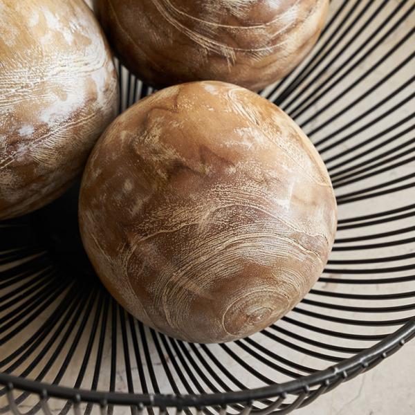 ボール オブジェ 木製 ウッドボール デコレーションオブジェ チーク材 丸い置物 木の球 ディスプレ...