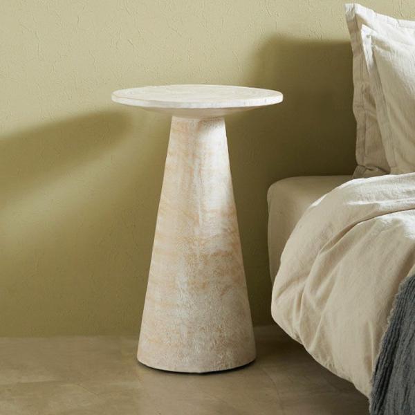 サイドテーブル 木製 丸 天然木 スワールウッド ナイトテーブル スリム 無垢 テーブル ソファ ミ...