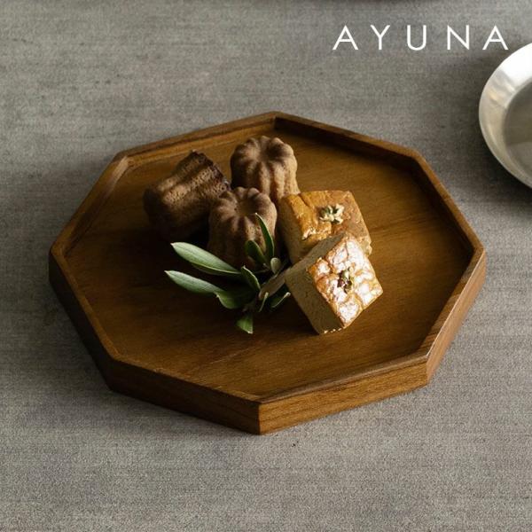 トレー 木製 お盆 プレート トレイ カフェ ワンプレート 配膳 収納 小物置き アクセサリー 八角...