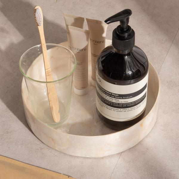 小物入れ 丸 卓上 アクセサリーケース トレイ シェルトレー カピスシェル 円形 丸型 ラウンド 白...