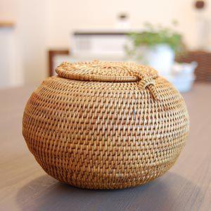 アジアン雑貨 アタ製ボール型小物入れ Ｌサイズ アジア工房 2117