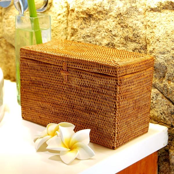 小物入れ フタ付き 収納 ケース かご バスケット バリ雑貨 アジアン 収納雑貨 長方形 おしゃれ ...