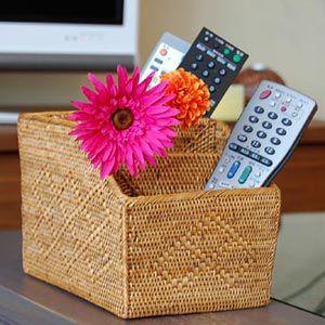 アジアン雑貨 アタ製スロープ型スタンド4分割収納ケース Cタイプ アジア工房 2302