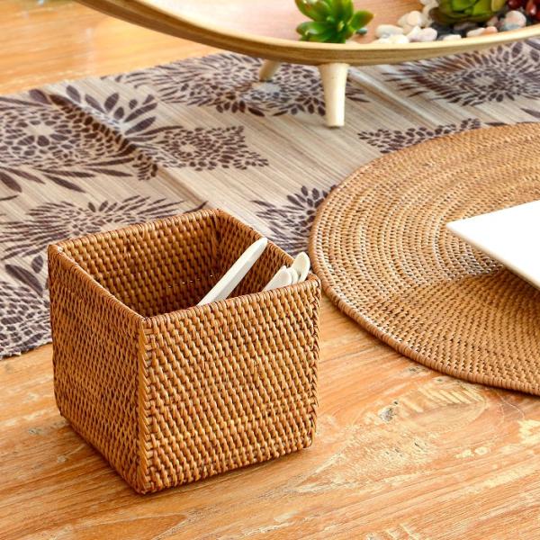 アタで編まれた四角い収納ボックス Aタイプ アジア工房 2411