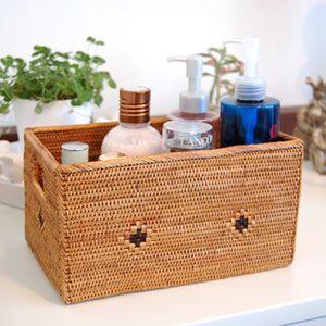 アジアン雑貨 アタ製取っ手付き収納ボックス Iタイプ アジア工房