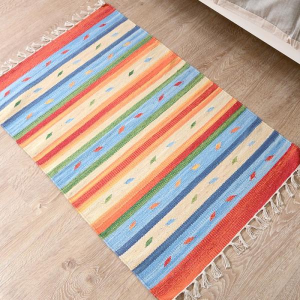 玄関マット 室内 おしゃれ 60×90cm ラグ マット キリム インド綿 民族 エスニック ネイテ...