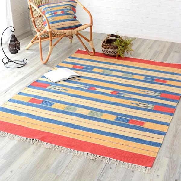 ラグマット キリムラグ コットンキリム ラグ カーペット おしゃれ 長方形 140×200cm Cタ...