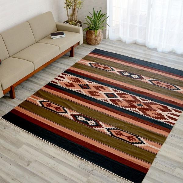 キリムラグ ラグマット コットンキリム ラグ カーペット おしゃれ 長方形 200×250cm Hタ...