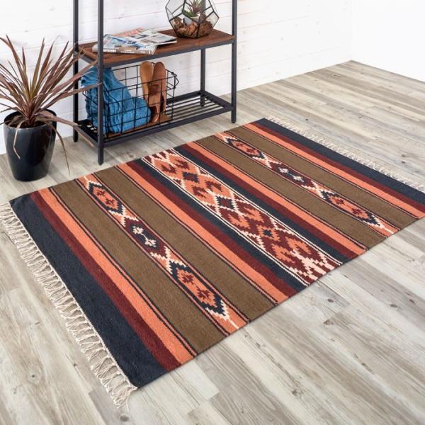 コットンキリムラグ ラグマット ラグ カーペット おしゃれ 長方形 100×140cm Hタイプ イ...