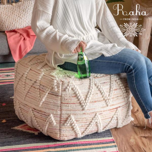 プフ クッション スツール raha 座いす ビーズクッション 四角 家具 1人掛け 北欧 ボヘミア...