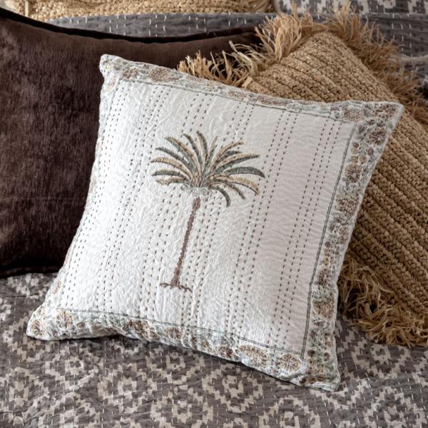 クッション カバー キルト 綿 正方形 45×45cm ヤシの木 春 夏 秋 冬 夏用 コットン 洗...