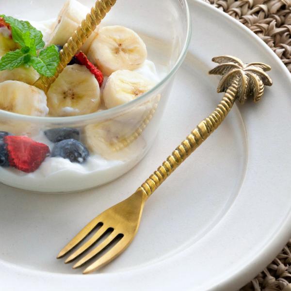 フォーク 真鍮 カトラリー パイナップル マット ゴールド アンティーク風 ケーキフォーク フルーツ...