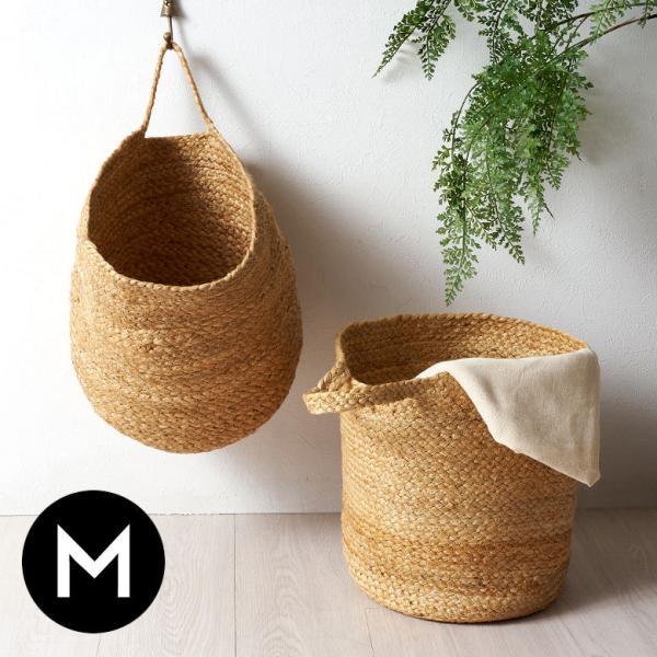 バスケット 吊り下げ かご カゴ ジュート 麻 円形 Mサイズ 収納 ハンギング 壁掛け プランター...